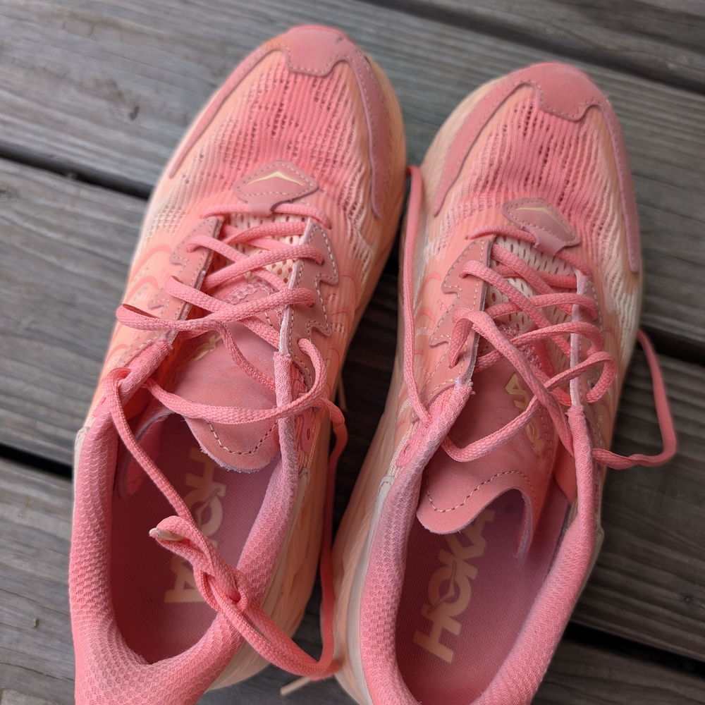 Hoka Women's Clifton LS Coral Pink Athletic Running Shoes